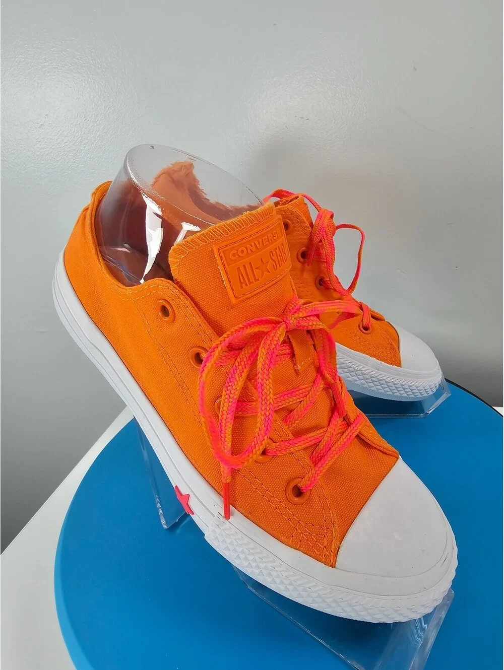 Converse All Star Orange Low Top Sneakers with Pink Laces